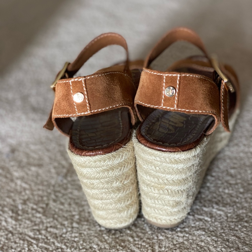 Sam Edelman Dimitree Suede Platform Wedge Espadrille in Cognac - Picture 3 of 6